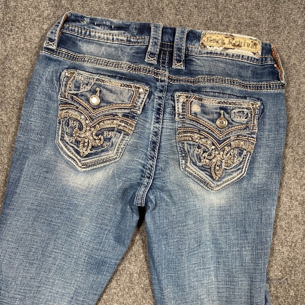 Rock Revival Women's Lilas 26 Easy Boot Jeans Ripped Embellished Faded‎